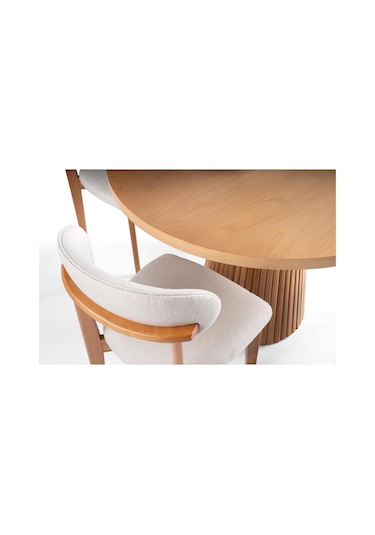 Milas Natural Ahşap Bohem Yemek Masası 130x130 Naturel