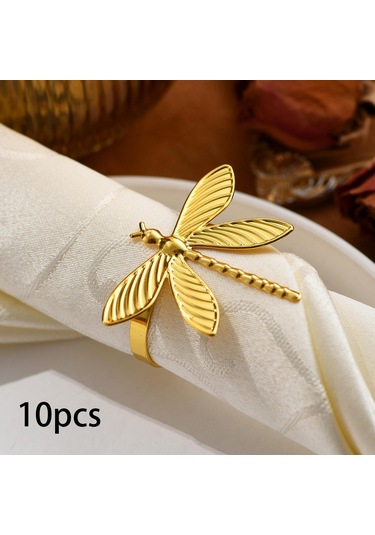 Homyl 10 Adet Yusufçuk Peçeteli Yüzükler Peçete Tutucuları Altın