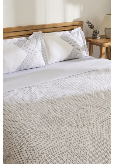 Kaşmir Home Flavo %100 Pamuk Çift Kişilik Nevresim Takımı Gri Gri