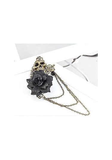 Vintage Kafatası Gül Püskül Zincir Broş Erkek Kadın, Punk Takım Elbise Kravat Yaka İğnesi, Gotik İğne, Yaka Zincir İğne Klipsi Erkek Arkadaş Hediyeleri Çok Renkli