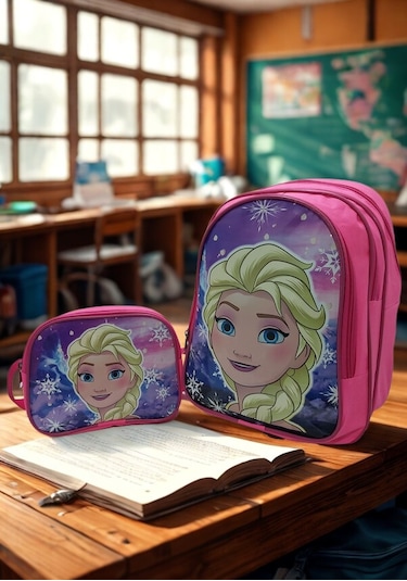 Newfull Kız Elsa Okul Ve Beslenme Çantası-ekonomik Pembe