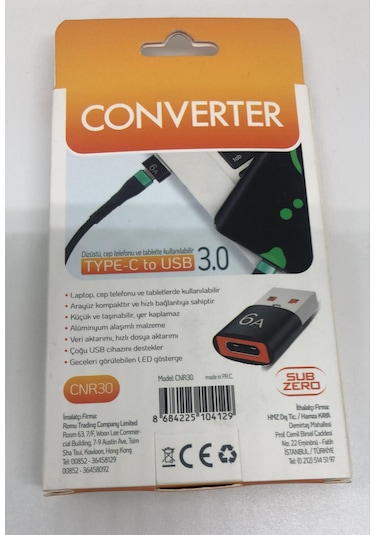 Lebron Cnr30 Type-c Dişiden Usb 3.0 Erkeğe Dönüştürücü Adaptör - 6a Hızlı Veri Transferi