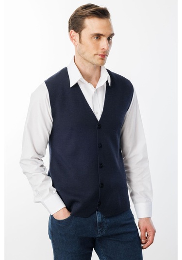 Erkek İnce Triko Düz Yelek K.lacivert K.lacivert