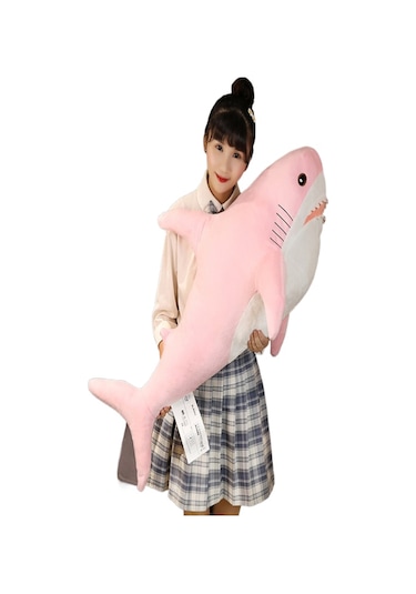 Köpekbalığı Yastık Sevimli Peluş Oyuncak Köpekbalığı Bebek Yatak Yastık Bebek  30 3cm Pembe