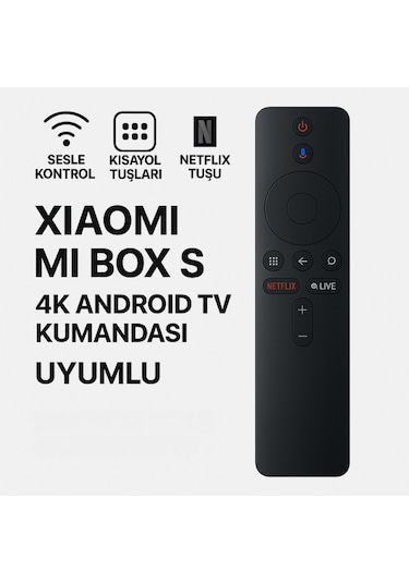 Polham Xiaomi Mi Box S 4k Android Tv Uyumlu Bluetooth Kumanda, Netflix Tuşlu Mi Box S 4k Kumanda