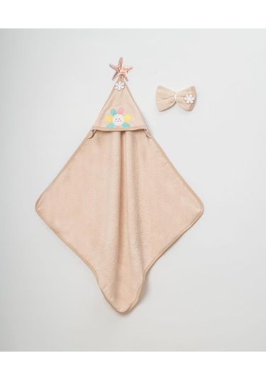 Çiçekli Silgi Havlu Bej