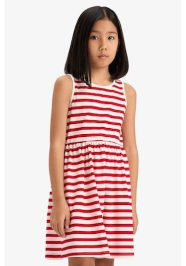 DeFacto Kız Çocuk Bisiklet Yaka Çizgili Kolsuz Yazlık Elbise B4340A825SMRD51