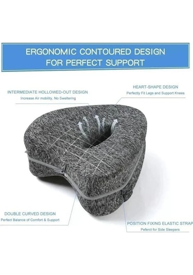 Zyzqstore Bellek Pamuk Bacak Yastık Içi Boş Gebelik Yan Uyuyan Antrasit Beyaz Antrasit - Beyaz