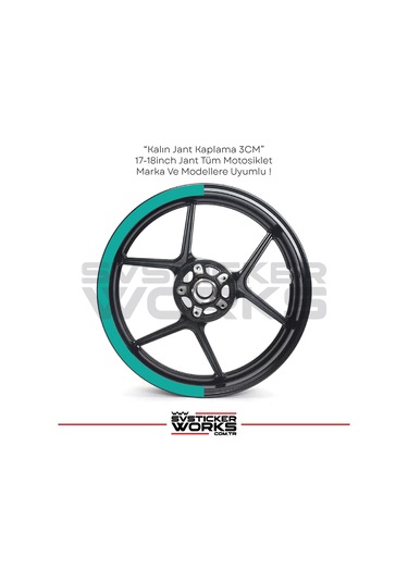 Motosiklet Jant Şeridi Jant Sticker Yarım Kaplama Daire 17-18 İnch Jant Motor Uyumlu Turkuaz
