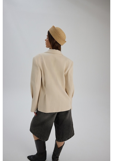 Mai Studios Nest Pile Detay Bej Blazer