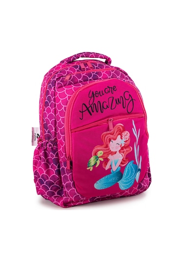 Pippa Amazing Denizkızı Dört Bölmeli Pembe Kız Çocuk Okul Çantası Çok Renkli