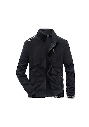 Edwardest Sonbahar Ve Kış İçin Erkek Nefes Alabilen Rüzgar Geçirmez Polar Hırka Ceket Siyah