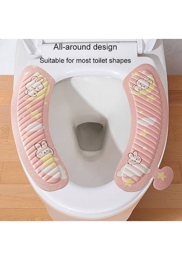 Sones Eva Yapışkanlı Tuvalet Pedi Dört Mevsim Evrensel Karikatür Sevimli Su Geçirmez Tuvalet Stickerı, Stil: Pembe Ay Tavşanı