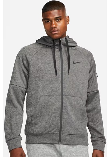 Nike Therma Fit Full Zip Hoodie Erkek Kapüşonlu Termal Fermuarlı Sweatshirt Antrasit Antrasit