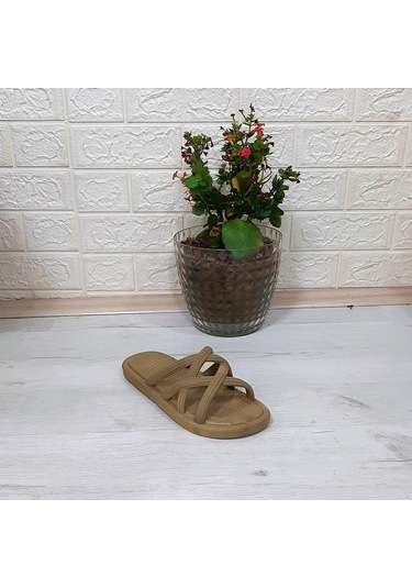Brn 302 Camel Ahtapot Hasırlı Kaymaz Kadın Terliği 001