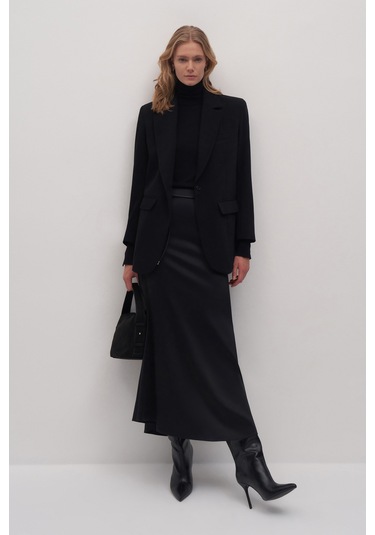 Siyah Lume Maxi Saten Etek Siyah