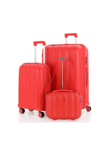 Mçs Polipropilen 3lü Valiz Seti Büyük & Kabin & Makyaj V305 S21yy1000082-set 00004 Kırmızı