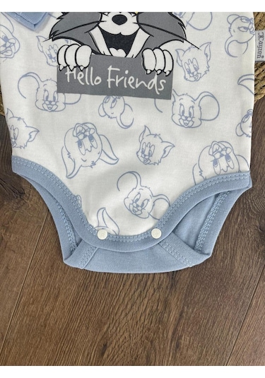 2d2b Hello Friends Alttan Çıtçıtlı Bereli Unisex 3lü Bebek Takım Açık Mavi