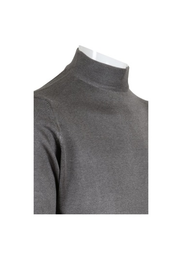 Erkek Gri Kazak Yarım Balıkçı Yünlü Klasik Normal Kesim Rar00800