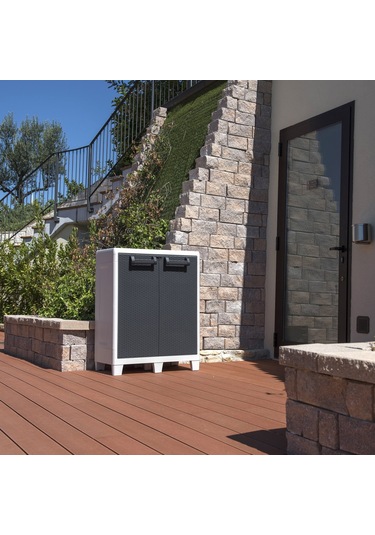 Cabinet Santorini Kısa Raflı Bahçe Dolabı Xl Gri