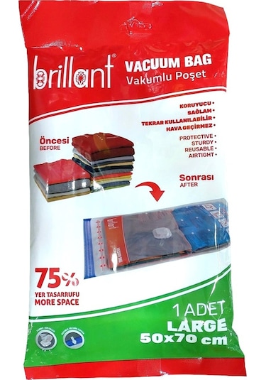 Brillant Vakumlu Hurç, 3lü Set, Large Boy 50x70 Şeffaf