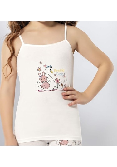 Kota 3408 Kız Çocuk Renkli Baskılı İp Askılı Atlet 12 Adet 001