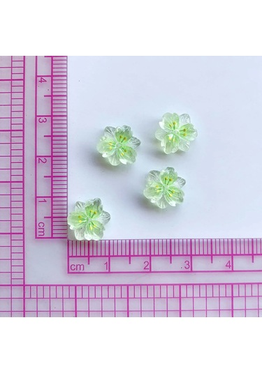 50 Adet Zarif Buz Şeffaf Çiçek Reçine Nail Art Charms Renkli Petal Tırnak Süslemeleri Rhinestones Dıy Takı Aksesuarları Ordu Yeşil