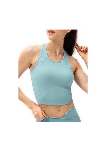 Geeroyoo Yoga Ve Koşu İçin Kadın Spor Yeleği, Göğüs Pedli, Kolsuz, Dar Kesim, Bulut Mavisi, 10/xl Açık Mavi
