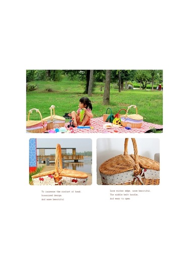 Pazly Cbtx Keten Hasır Battaniye, M - Kırmızı Izgara, Ev Depolama Kutusu Açık Hava Piknik Sepeti Ahşap