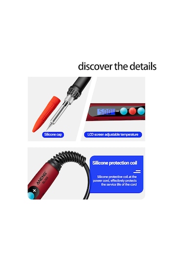 Yifomall Aneng Sl103 60w Lcd Ekranlı Akıllı Lehim Makinesi Seti - 180 C-500 C Ayarlanabilir Sıcaklık, 18 Parça Profesyonel Lehimleme Ekipmanı