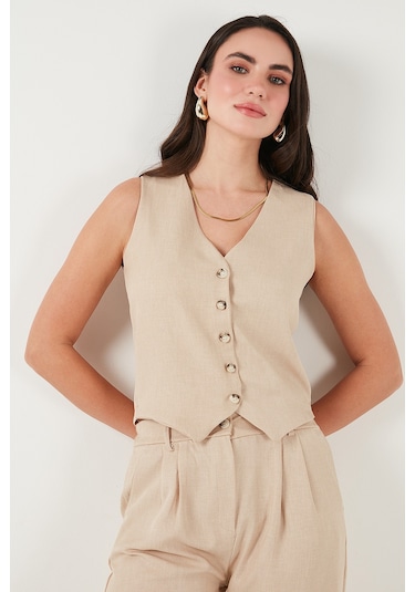 Lela Regular Fit Bol Paça Yelekli Bayan Takım 67045162S4 Taş