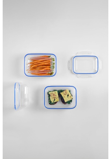 Dikdörtgen 10 Parça Contalı Vakumlu Sızdırmaz Hava Almaz Saklama Kabı Seti 2x 4000/2300/1400/900/400 Ml Şeffaf - Beyaz