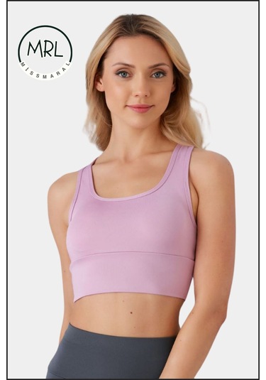 Kadın Lila Renk Sporcu Sütyeni Pedli Likralı Destekleyici Su Sporları Koşu Fitness Dans Sports Bra Lila