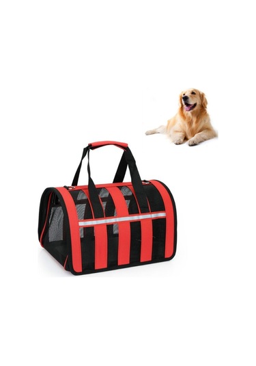 Katlanabilir Mesh Nefes Alabilir Evcil Hayvanlar Dışarı Çıkıyor Taşınabilir Çapraz Taşıma Çantası, Boyut: S Kırmızı