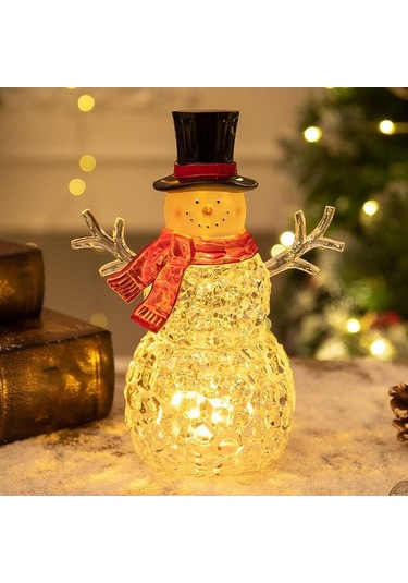 Opulentliving İşıklı Suntek Kardan Adam İç Dekorasyonu, 17x11.5x23.5cm, Aa Pilli Orta