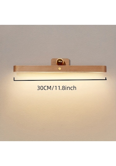 Motion003 Odun Mıknatıslı Şarj Edilebilir Usb Ahşap Led Gece Lambası Kablosuz Pil İle Çalışan Duvara Monte Ayna Lambası Yatak Oturma Mutfak Led Makyaj Ahşap