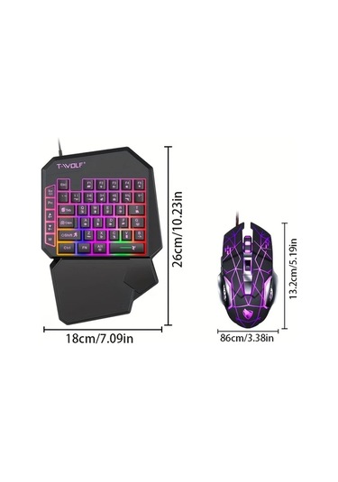 Techbloom Ergonomic Oyuncu Seti Black 35 Tus Uzun Süreli Oyun İçin Yorulmayan Rgb Programlanabilir Tek Elle Klavye Ve Fare Seti Diğer