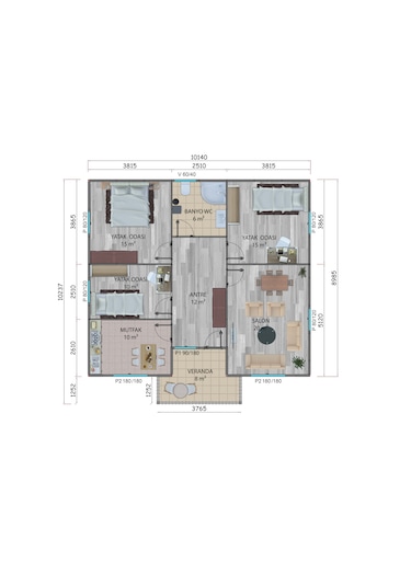 96 M2 Prefabrik Ev