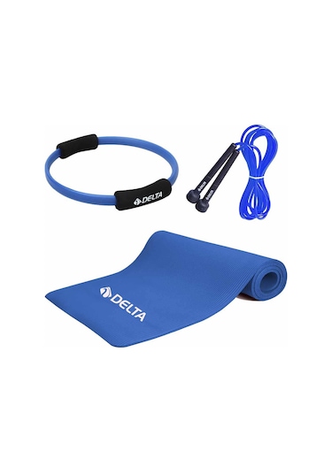 Delta- 10 mm Pilates Minderi 35 cm Pilates Çemberi Atlama İpi Seti
