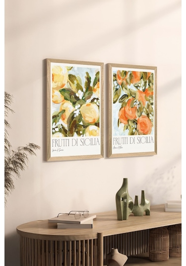 2 Parça Ahşap Çerçeve Görünümlü Mdf Tablo Seti 20x30 Cm - Model 1 - Ersy2mdfmodel1