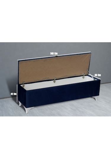 Vetra Chester Model Mavi Sandıklı Puf  Kapitoneli Model 140cm Sandıklı Bank