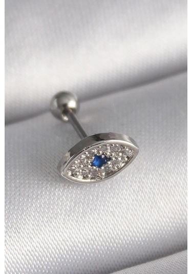 316l Çelik Gümüş Renk Zirkon Taşlı Göz Tragus Piercing - Prt3500eb02878-7941 Gümüş