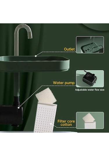 Jıalan Ultra Sessiz Kedi Su Çeşmesi Filtre Akıllı Otomatik Pet