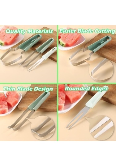 Ulzyvf Yeşil Soyucu Popsicle Paslanmaz Meyve Kesici Karpuz Dilimleme Çeliğim 3'ü 1 Arada Araçlar/ Yeşil
