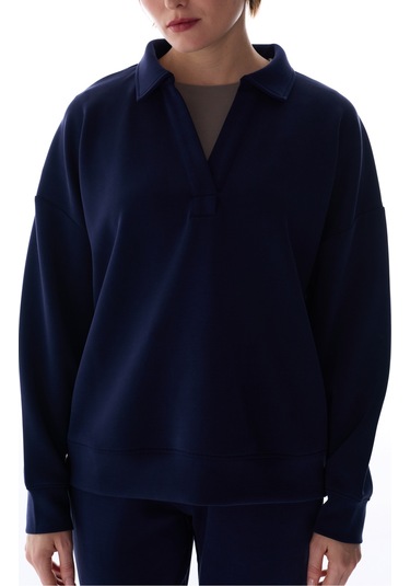 Penti Lacivert Polo Yaka Modal Sweatshirt