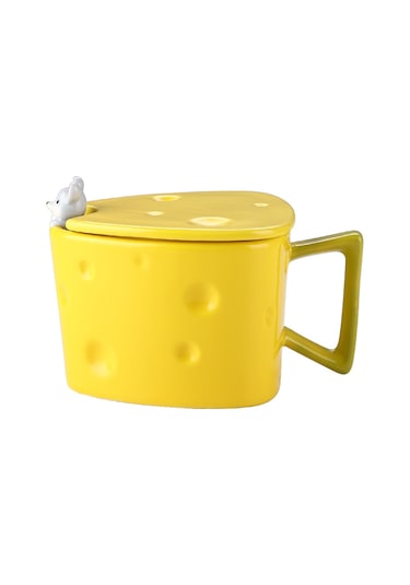 Lyon Seramik Fincan Kupa Yaratıcah Ve Fincanıkahvaltı Peyniri Su Bardağı Sarı