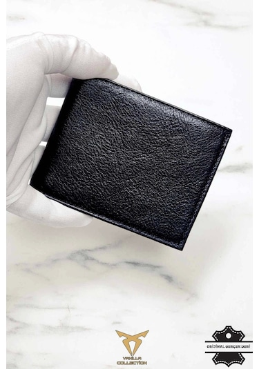 % 100 Hakiki Deri Ergonomik Cüzdan Kartlık Portföy Siyah