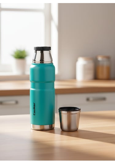 Ckr2052 500 Ml Çift Kat Sızdırmaz Paslanmaz Çelik Termos 12 Saat Sıcak, 24 Saat Soğuk Koruma Turkuaz