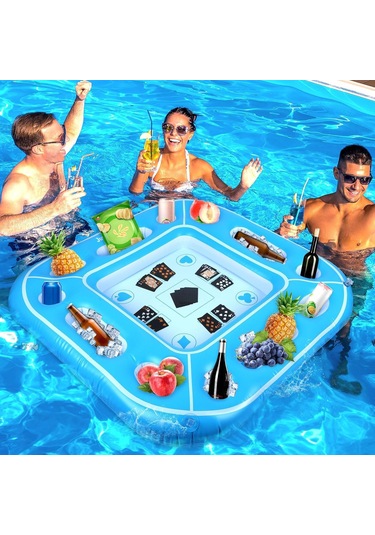 Şişme Oyun Masası Eğlence Tatil Havuz Deniz Şişme Pvc Yetişkin Oyun Deniz Yatağı Mavi