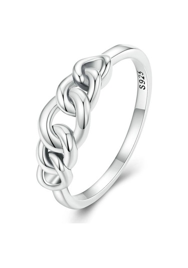 Scr891 Sterling Silver S925 Hollow Circle Chain Ring No.6 Çok Renkli
